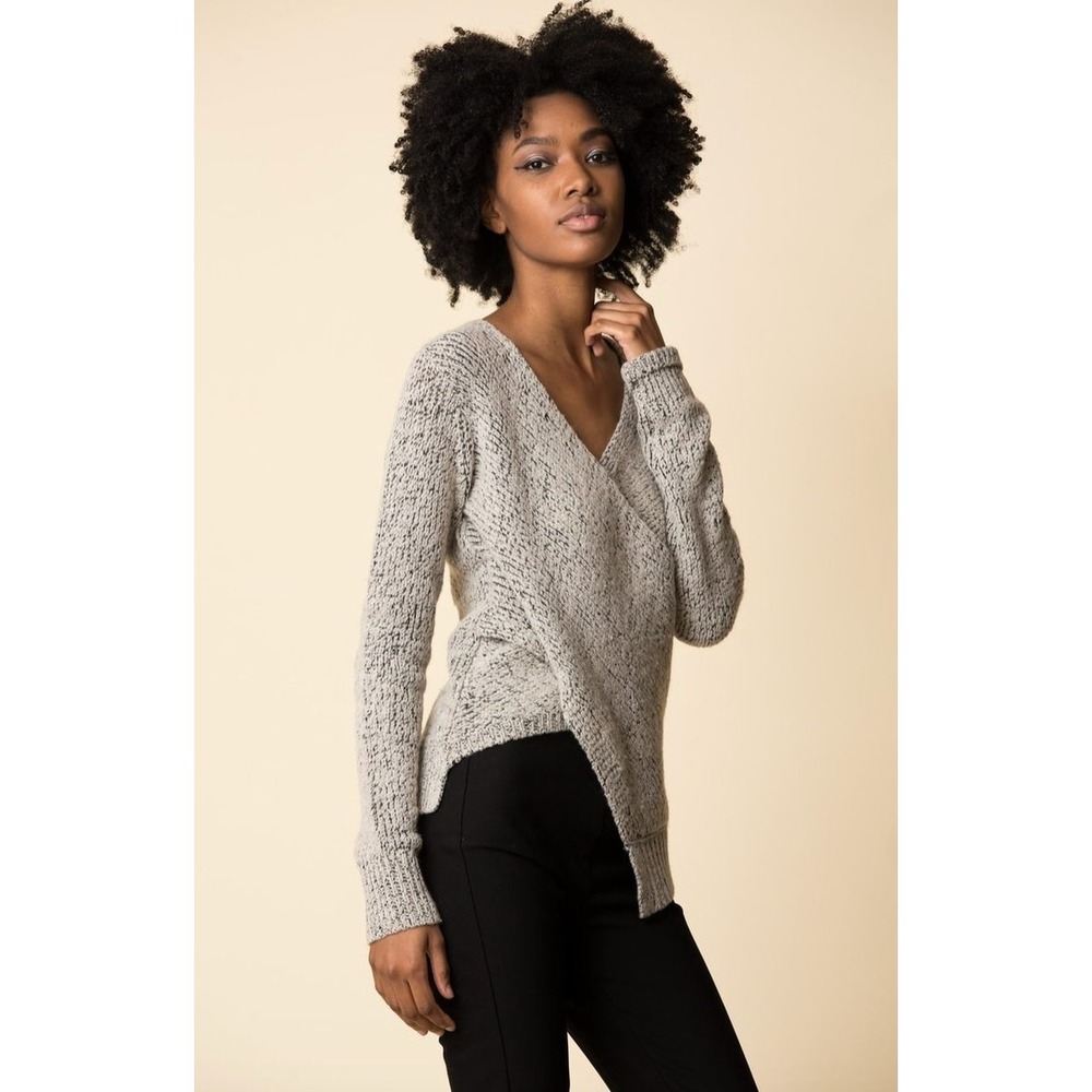 DEREK LAM 10 CROSBY Wool Blend Minimalist Asymmetric Crossover Sweater Size S